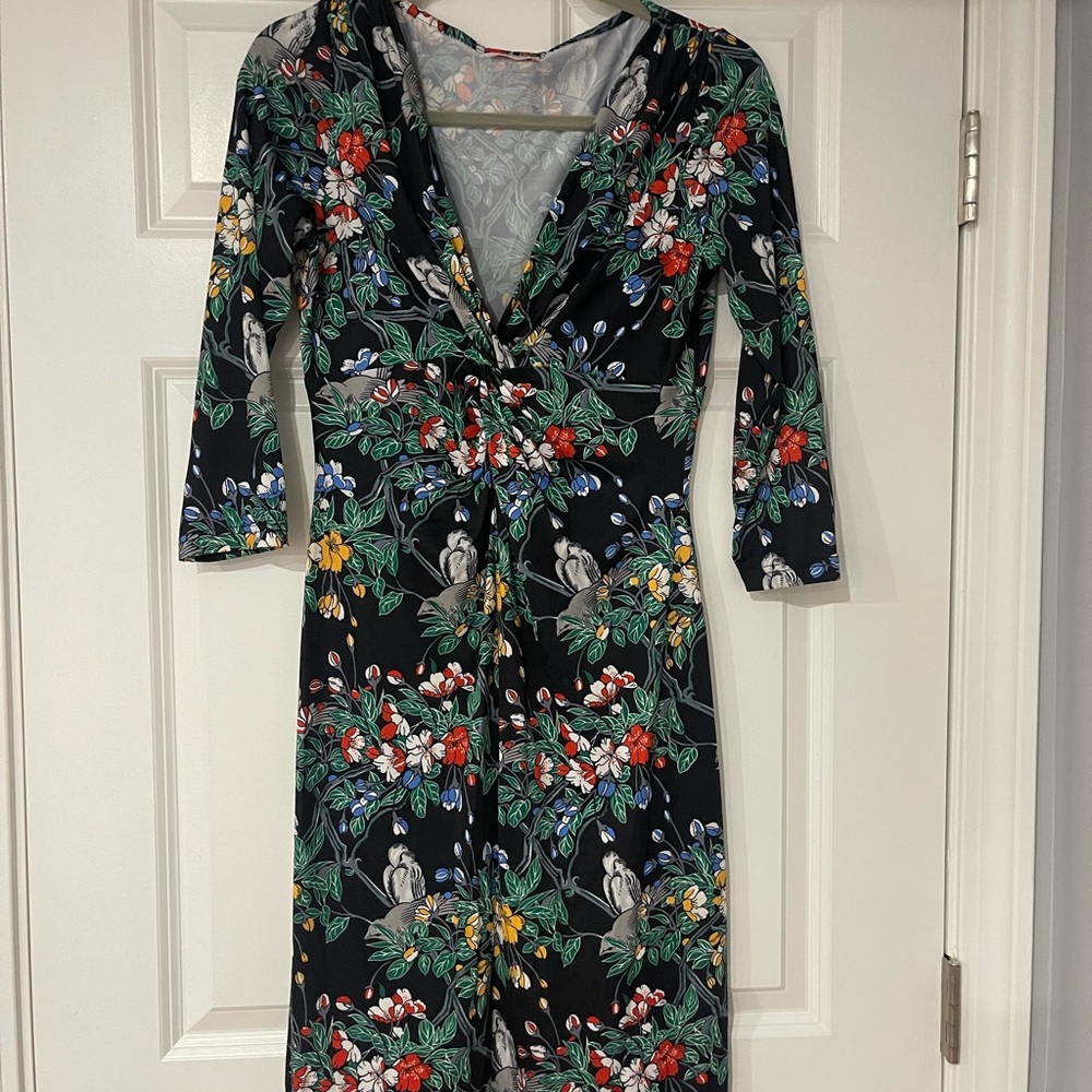 Leona Edminston Black Dress with Colorful Floral Design